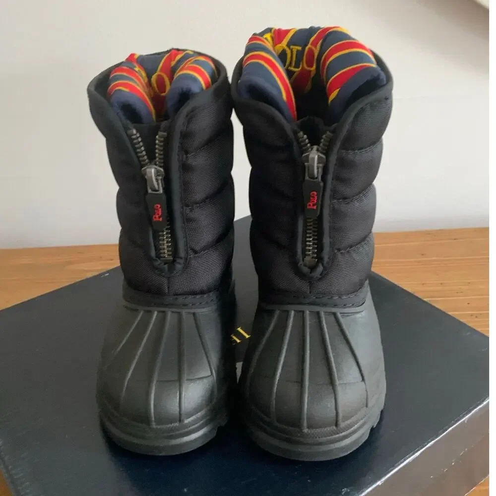 Polo Ralph Black Vancouver Zip Snow Boots size 4‎
